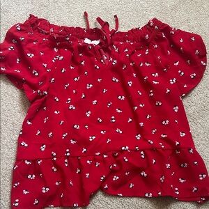 Red Floral Off-Shoulder Top